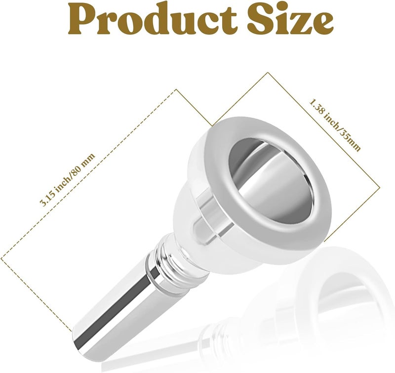ROWell 12C Trombone Mouthpiece Silver Plated with Vacuum Packing Fits Small Bore Trombones, Alto Trombone, Ideal for Beginner - Image 1